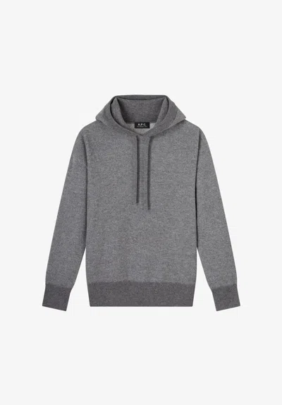 A.p.c. A. P.c. Unisex Wool Hoodie Womens Xxs Charcoal Grey In Gray