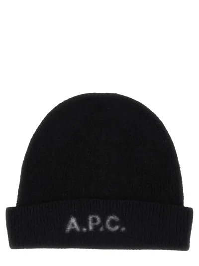 A.p.c. A. P.c. Unisex Wool Logo Beanie In Black