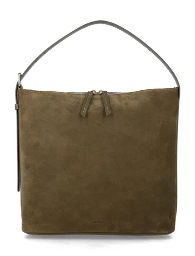 A.p.c. A. P.c. Vera Mini Handbag - Double Zip Closure In Dark Khaki