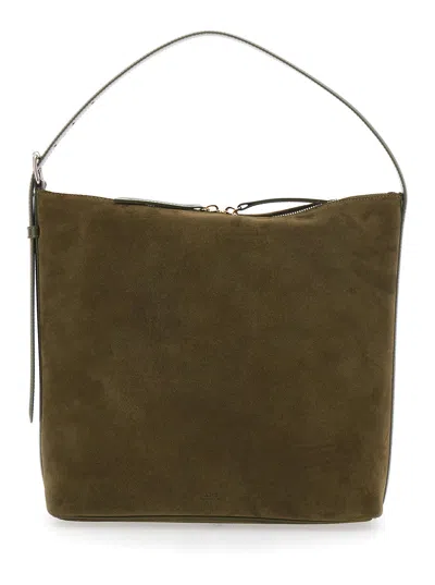 A.p.c. A. P.c. Vera Suede Shoulder Handbag With Top Handle And Zip Closure, 29x17x10 Cm In Brown