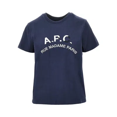 A.p.c. A. P.c. Vintage Effect Logo Embroidery T-shirt In Blue