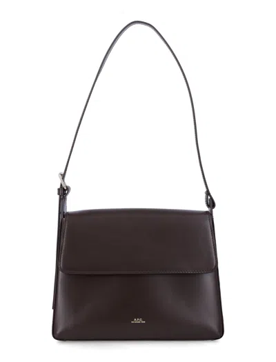 A.p.c. A. P.c. Virginie Mini Flap Handbag With Magnetic Closure In Brownie