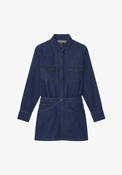 A.p.c. A. P.c. Western Shirt-dress 42 Indigo In Purple