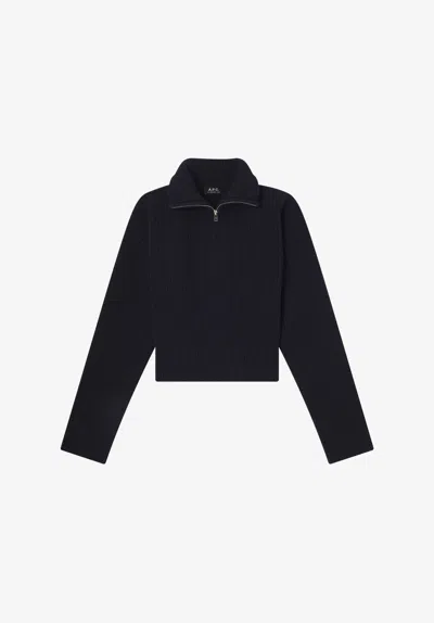 A.p.c. A. P.c. Wide-rib Sweater L Navy Blue In Black