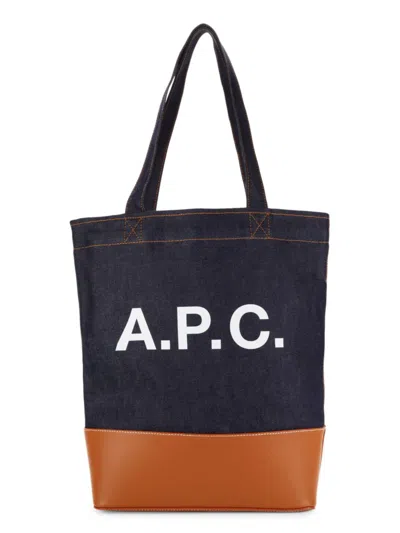 Apc A. P.c. Women's Axel Logo Denim Tote In Caramel