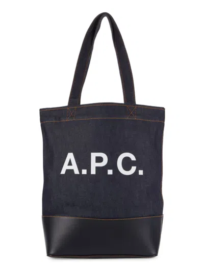 Apc A. P.c. Women's Axel Logo Denim Tote In Dark Navy