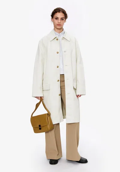 Apc A. P.c. Women's Coated Canvas Overcoat Size: Extra Large In Chalk In White