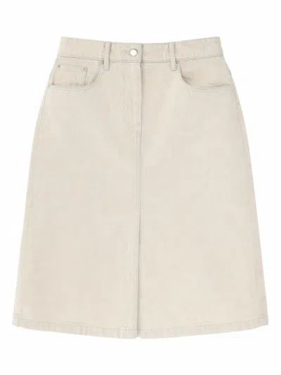A.p.c. Denim Midi Skirt In White