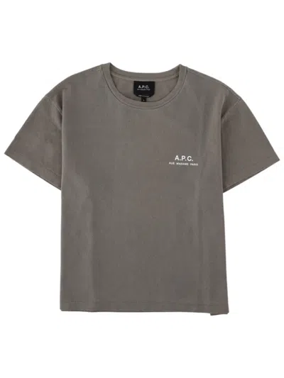 A.p.c. A. P.c. Women Grey Logo Crew Neck T-shirt In Gray