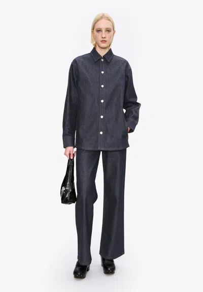 Apc A. P.c. Women's Japanese Denim Jacket Size: Extra Large In Dark Indigo In Blue