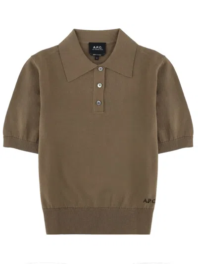 A.p.c. A. P.c. Women's Knit Polo Top In Brown
