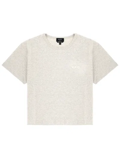 A.p.c. Logo-embroidered T-shirt In Gray