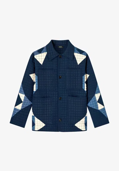 Apc A. P.c. Women's Quilted Jacket Size: Large In Dark Indigo In Blue