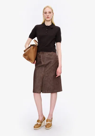 Apc A. P.c. Women's Ruby Polo Shirt Size: Medium In Brown In Multi