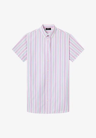 Apc A. P.c. Women's Shirt Dress Size: 38 In Fluorescent Pink In Blue
