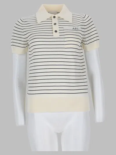 A.p.c. A. P.c. Women's Short Sleeve Striped Polo Shirt In Multicolour