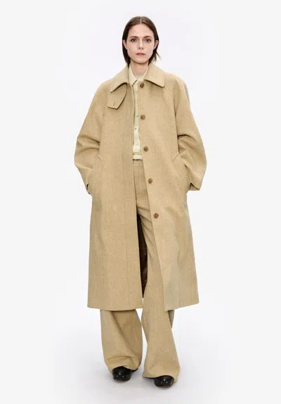 Apc A. P.c. Women's Solid-colour Coat With Raglan Sleeves Size: 34 In Beige In Neutral