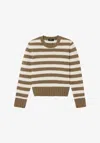 Apc A. P.c. Women's Speckled Striped Sweater Size: Extra Large In Hazelnut / Ecru In Multi