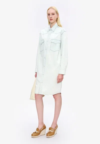 Apc A. P.c. Women's Western Dress Size: 42 In Bleached Out In White