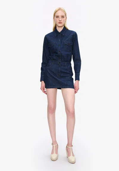 Apc A. P.c. Women's Western Shirt-dress Size: 42 In Dark Indigo In Blue