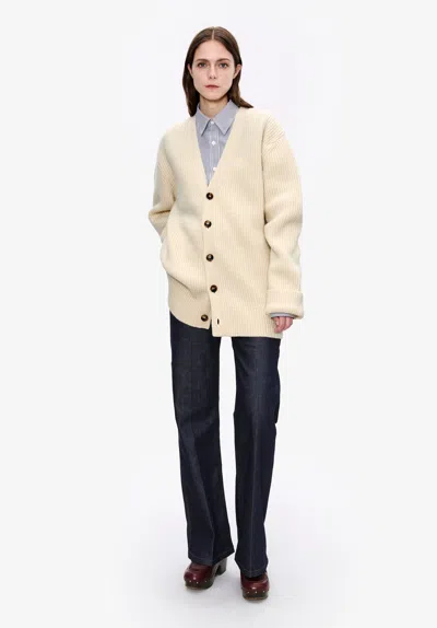 Apc A. P.c. Women's Wool-cashmere Cardigan Size: Large In Ecru In Yellow