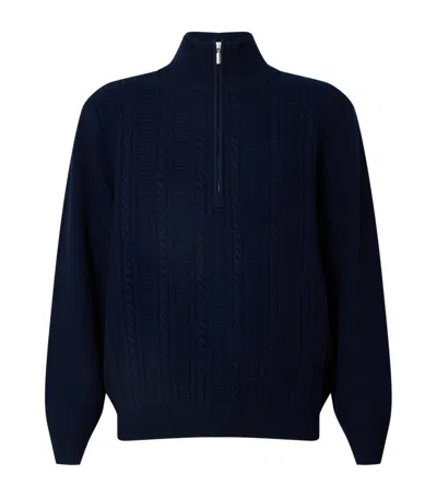 Apc Wool Cable-knit Sweater In Blue