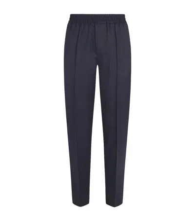 Apc Wool Tapered Trousers In Blue