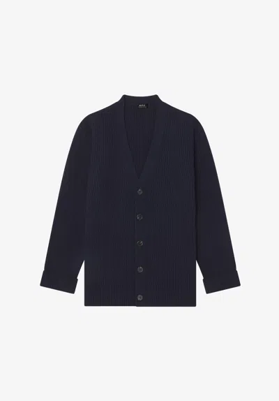 A.p.c. A. P.c. Wool-cashmere Cardigan Womens Xs Navy Blue