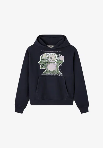 A.p.c. A. P.c. X Brain Dead Technology Works Hoodie Xxl Navy Blue In Black