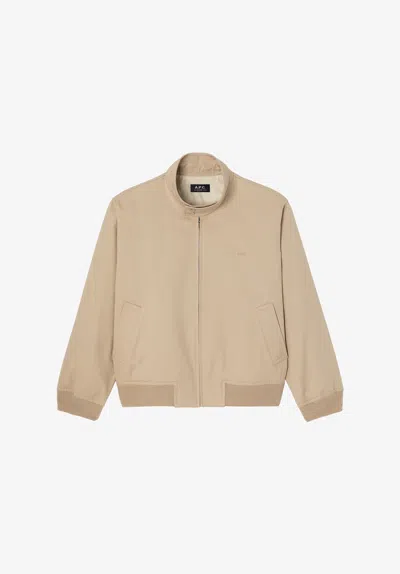 A.p.c. A. P.c. Zipped Jacket S Beige In Brown