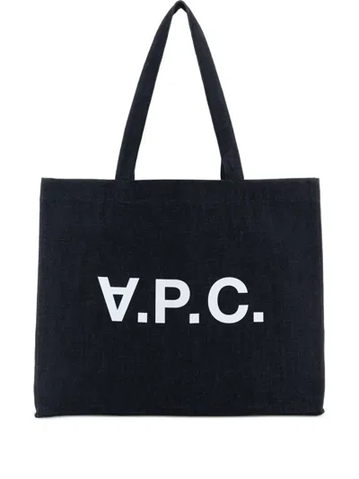 A.p.c. Daniela Denim Shopping Bag In Brown