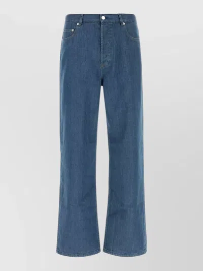 A.p.c. Aaron Wide Leg Denim Jeans Five Pocket In Blue