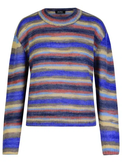 Apc A.p.c. 'abby' Multicolor Mohair Blend Sweater In Blue