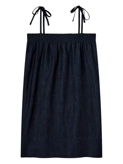 Apc Iris Dress In Denim With Straight Cut In Blue