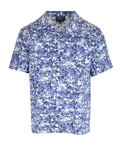 Apc Abstract-print Shirt In Blue