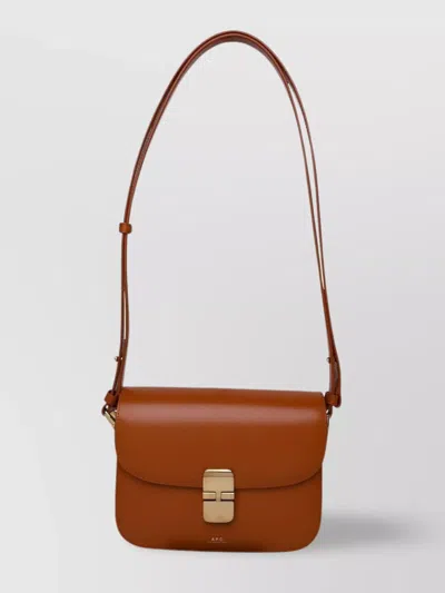 Apc Grace Large Smooth-leather Shoulder Bag In Brown