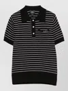 A.p.c. A. P.c. Striped Cotton Polo Shirt With Logo Front Pocket In Black