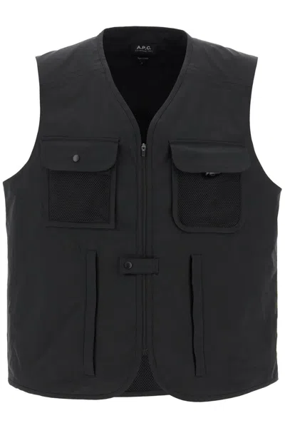 Apc "alban Technical Fabric Vest For In Black