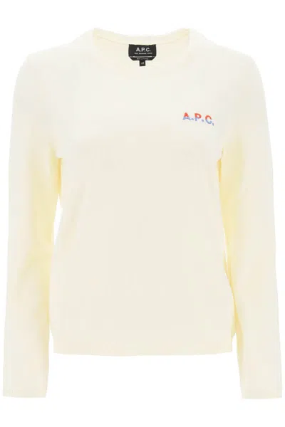 Apc 'albane' Crew-neck Cotton Sweater In Neutral