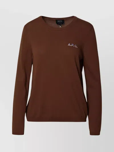 Apc 'albane' Crew Neck Knitwear In Brown