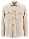 Apc Long Sleeved Buttoned Overshirt In Beige
