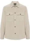 Apc Long Sleeved Buttoned Overshirt In Neutrals
