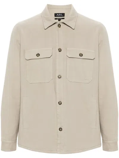 Apc Padded Cotton Shirt Jacket In Neutrals