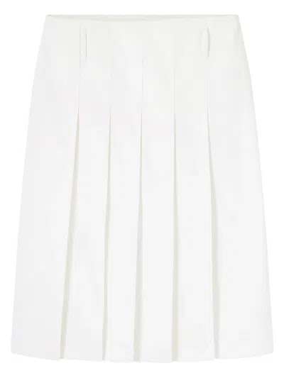 Apc Alice Gabardine Skirt Knee Length Pleated In White