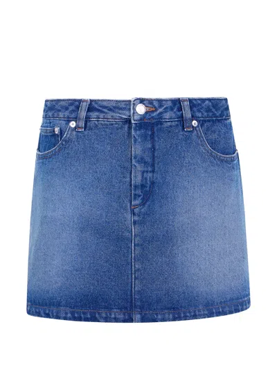 A.p.c. A-line Denim Skirt In Blue