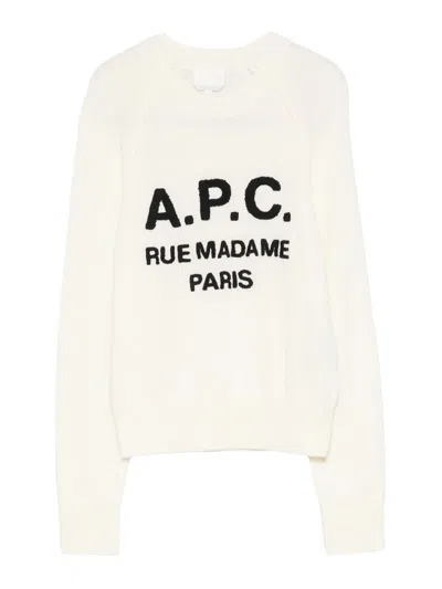 A.p.c. Alissa Logo Knitted Sweater In Cream
