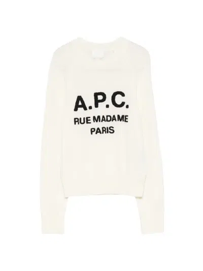 A.p.c. Alissa Logo-print Raglan-sleeve Sweater In White