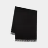 Apc A.p.c. Alix Brodée Black Virgin Wool Scarf In Black