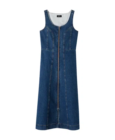 A.p.c. Ally Denim Maxi Dress In Blue