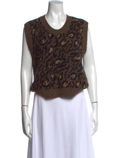 Pre-owned A.p.c. Alpaca Animal Print Sweater In Brown